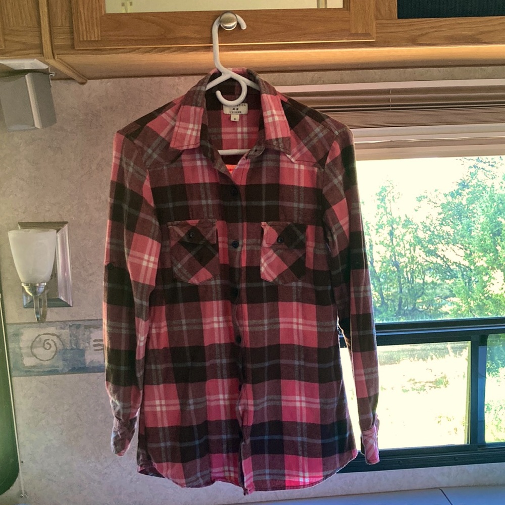 Pink Plaid Flannel Shirt Versatile Styles Adjustable